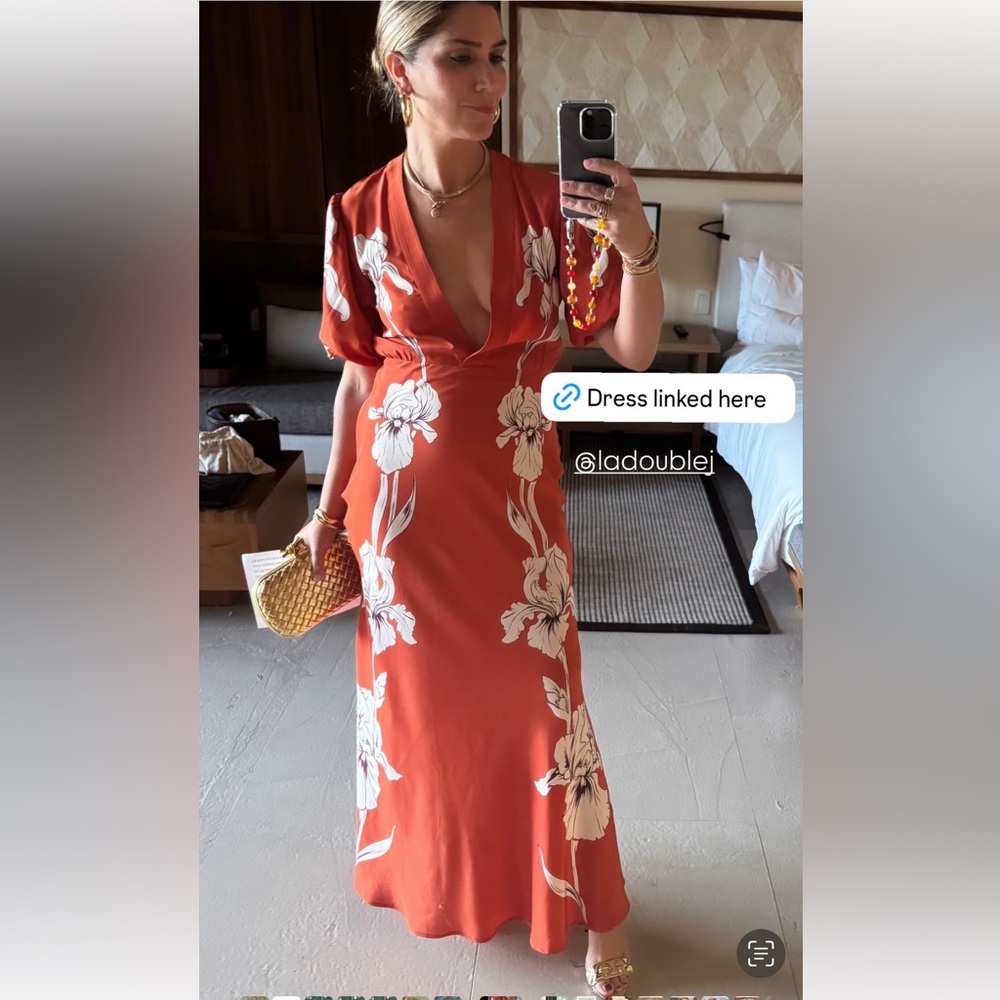 La DoubleJ Marlene midi dress orange flowers size small